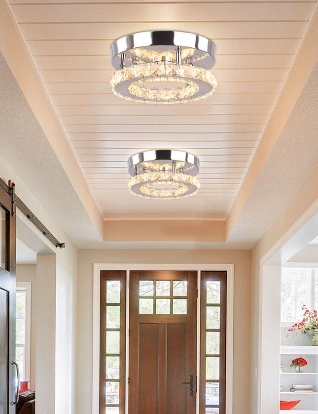 Small Round Crystal Chandelier with Switch Control