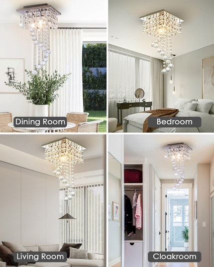 Chandelier Square Shape Crystal Ceiling Light