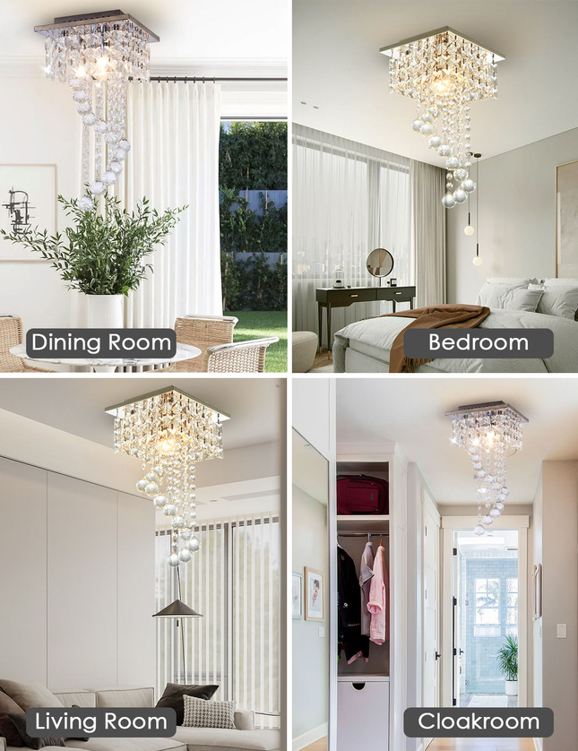 Chandelier Square Shape Crystal Ceiling Light