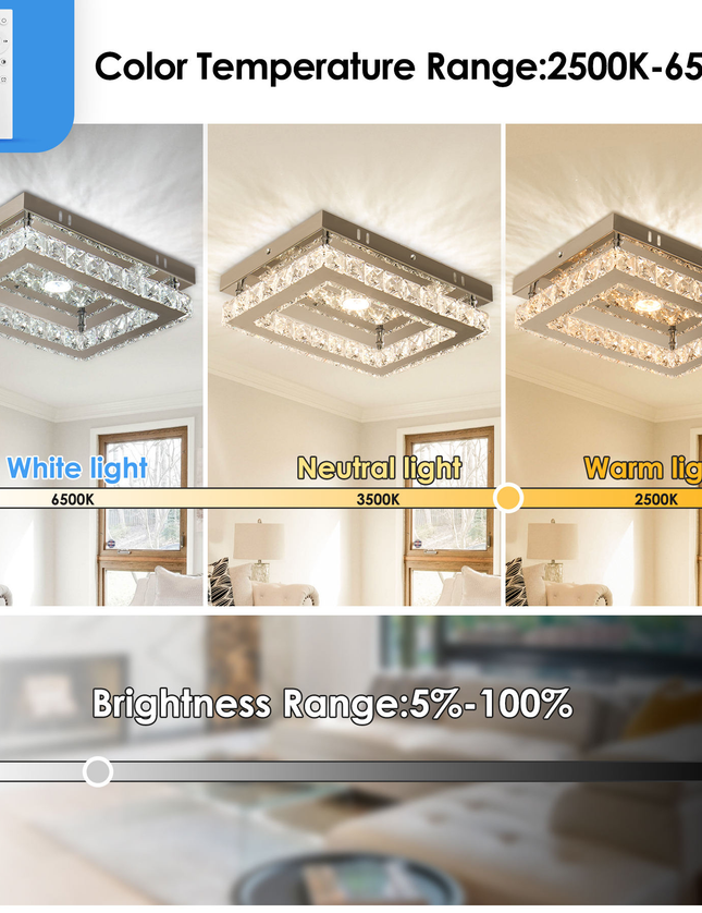 Luxury LED Single Rectangular Crystal Ceiling Light