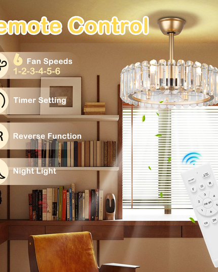 Gold LED E12 Ceiling Fan Light with Remote Control