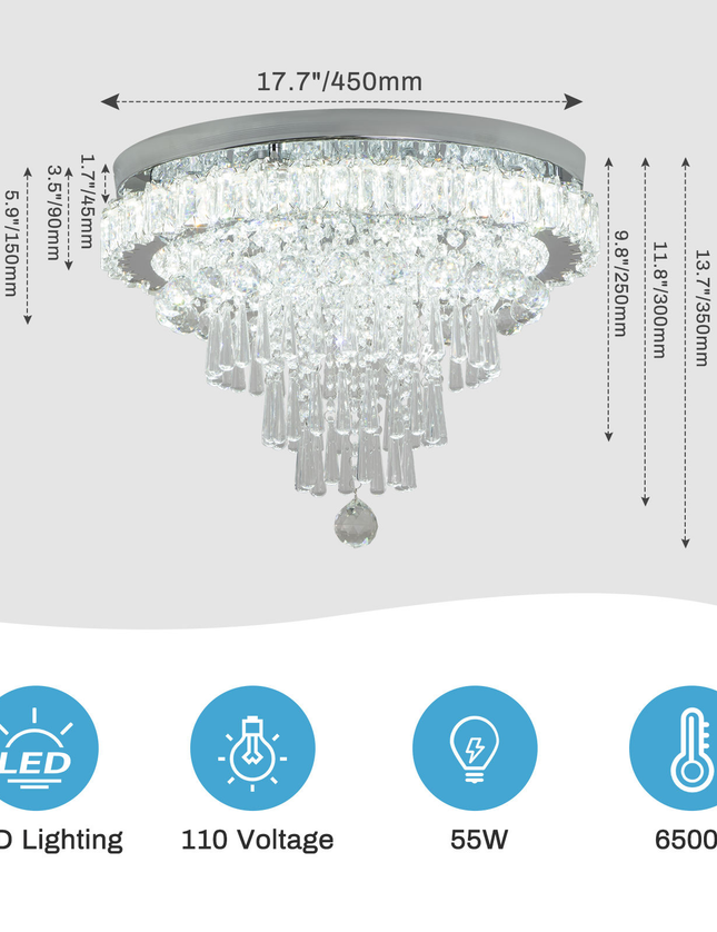 Contemporary Luxury K9 Crystal Flush Mount Ceiling Light