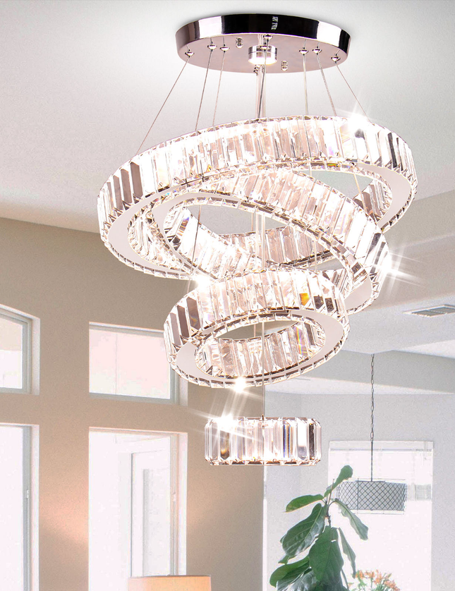Modern Luxury 4-Ring Pendant Chandelier