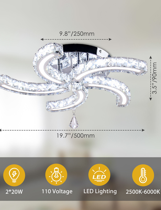 Luxury 5-Sickle Crystal Ceiling Light
