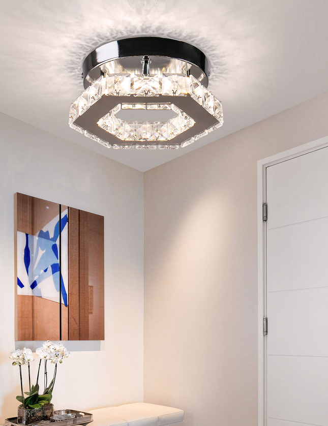LED Pendant Light Hexagonal Crystal Ceiling Light