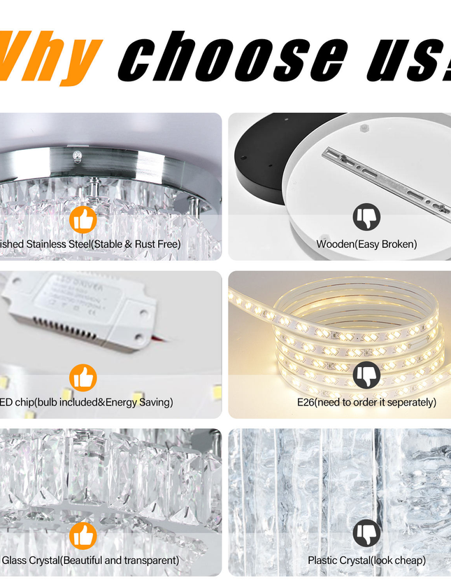 Stainless Steel Base round Crystal Chandelier
