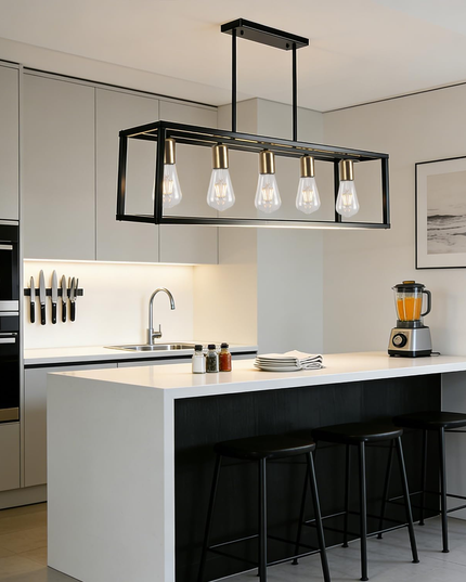 Black 5-Light Rustic Industrial Chandelier E27 for Dining Kitchen Island Bedroom
