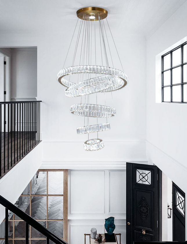 5-Ring LED Crystal Pendant Lamp