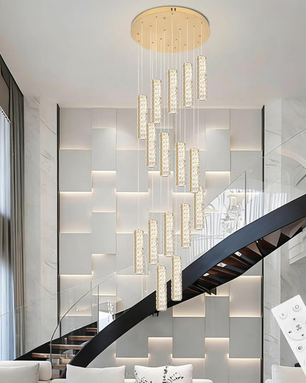 16-LED titanium crystal chandelier with adjustable hanging cord