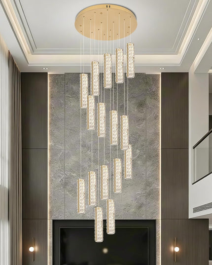 16-LED titanium crystal chandelier with adjustable hanging cord