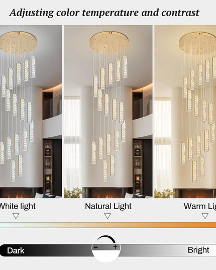 16-LED titanium crystal chandelier with adjustable hanging cord