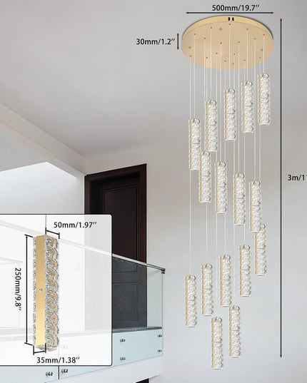 16-LED titanium crystal chandelier with adjustable hanging cord