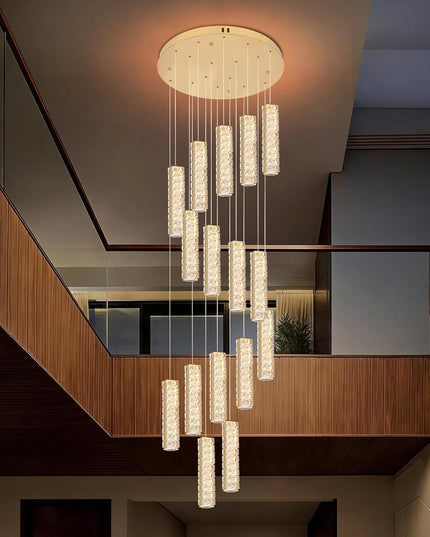 16-LED titanium crystal chandelier with adjustable hanging cord