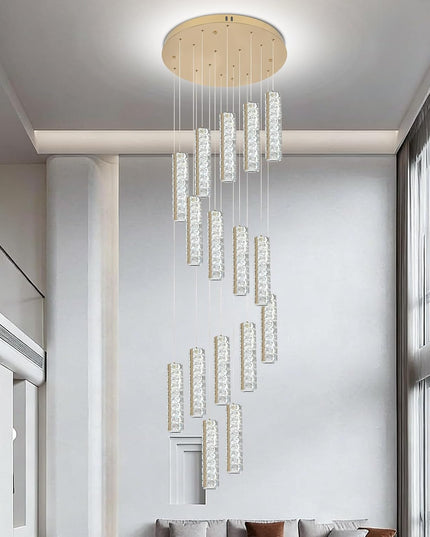 16-LED titanium crystal chandelier with adjustable hanging cord