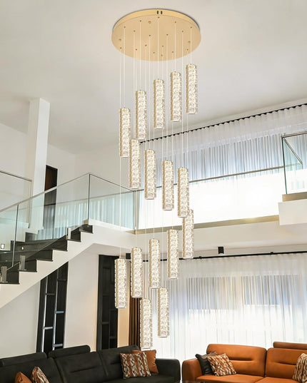16-LED titanium crystal chandelier with adjustable hanging cord
