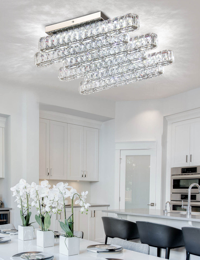 Long Square Design K9 Crystal LED Ceiling Light