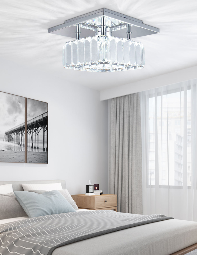 7.8" Modern Square K9 Crystal LED Ceiling Light