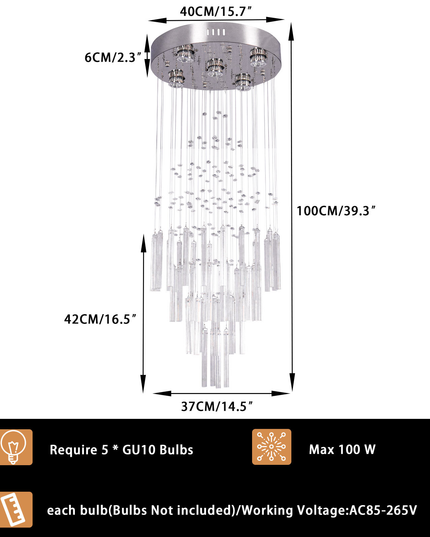 Modern Luxury Staircase K9 Crystal Chandelier