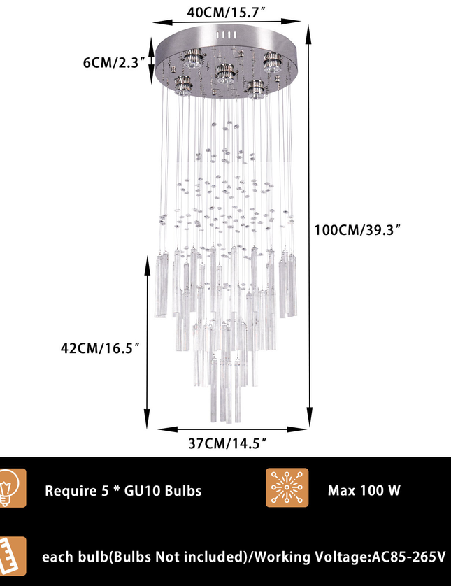 Modern Luxury Staircase K9 Crystal Chandelier