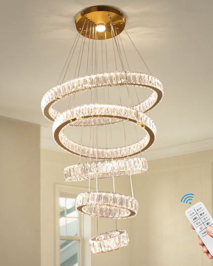 5-Ring LED Crystal Pendant Lamp