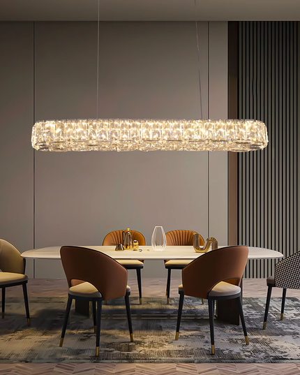 Suspended LED Crystal Line Chandelier