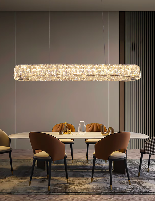 Suspended LED Crystal Line Chandelier