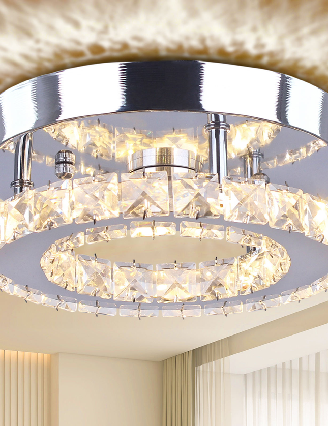 Small Round Crystal Chandelier with Switch Control