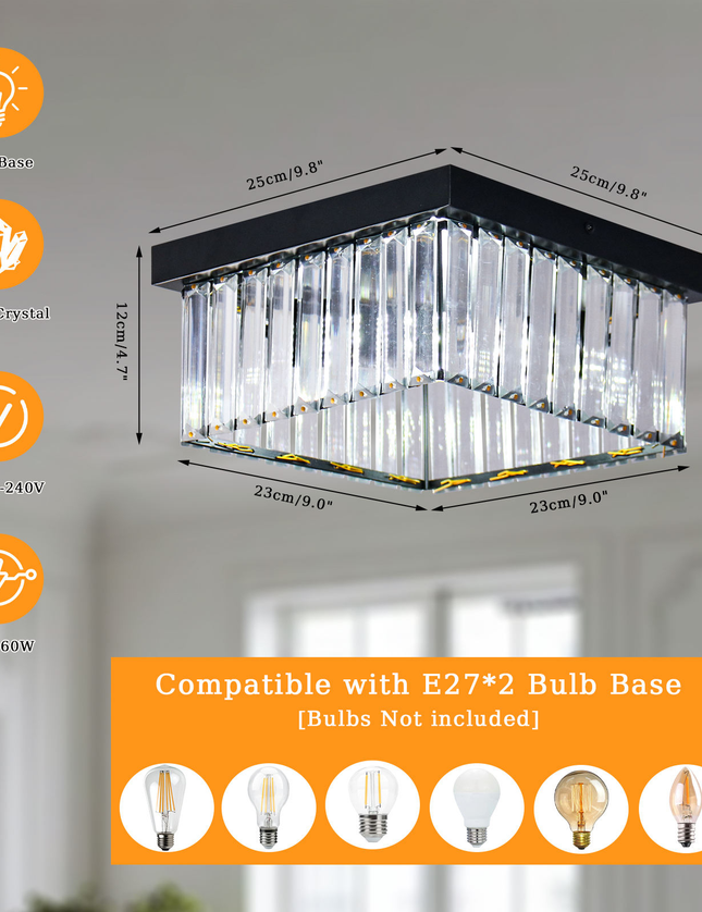 Nordic K9 Crystals Square Chandelier