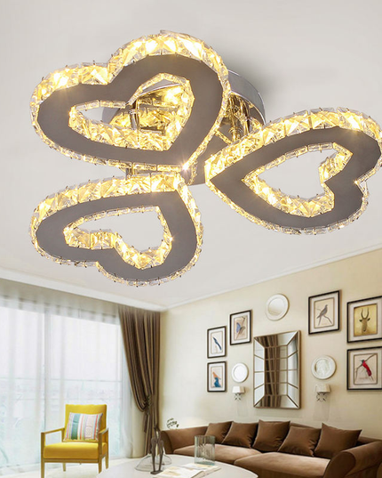 Nordic 3 Hearts Crystal Ceiling Light
