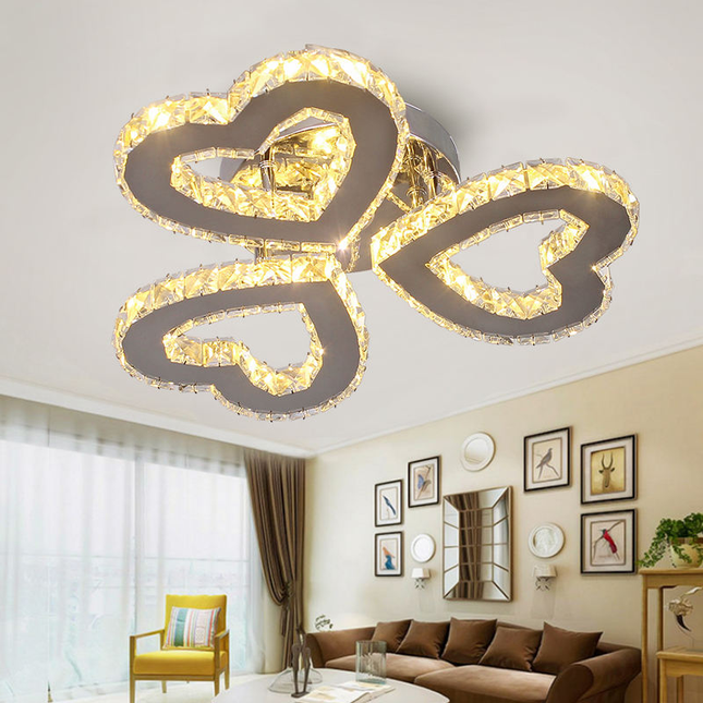 Nordic 3 Hearts Crystal Ceiling Light