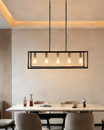 Black 5-Light Rustic Industrial Chandelier E27 for Dining Kitchen Island Bedroom