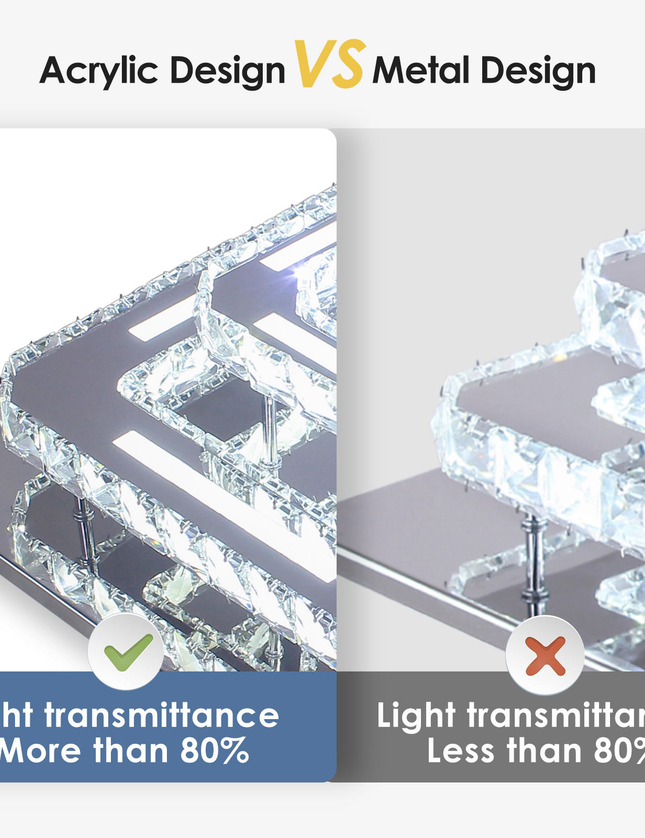 2-Layer Square K9 Crystal LED Ceiling Light