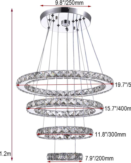 4-Ring Adjustable Modern Crystal LED Chandelier