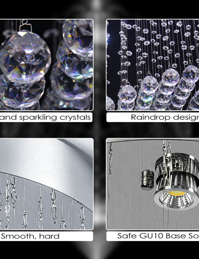 Long Hanging Wave LED Crystal Chandelier