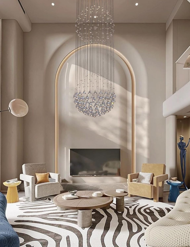 Luxury Raindrop Chandelier – 50x160cm – Flush Mount for Staircase/Foyer