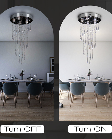 K9 Crystal Long Hanging Chandelier Stainless Steel Ceiling Light
