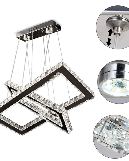 Ceiling Chandelier 2 Rectangular K9 Crystal