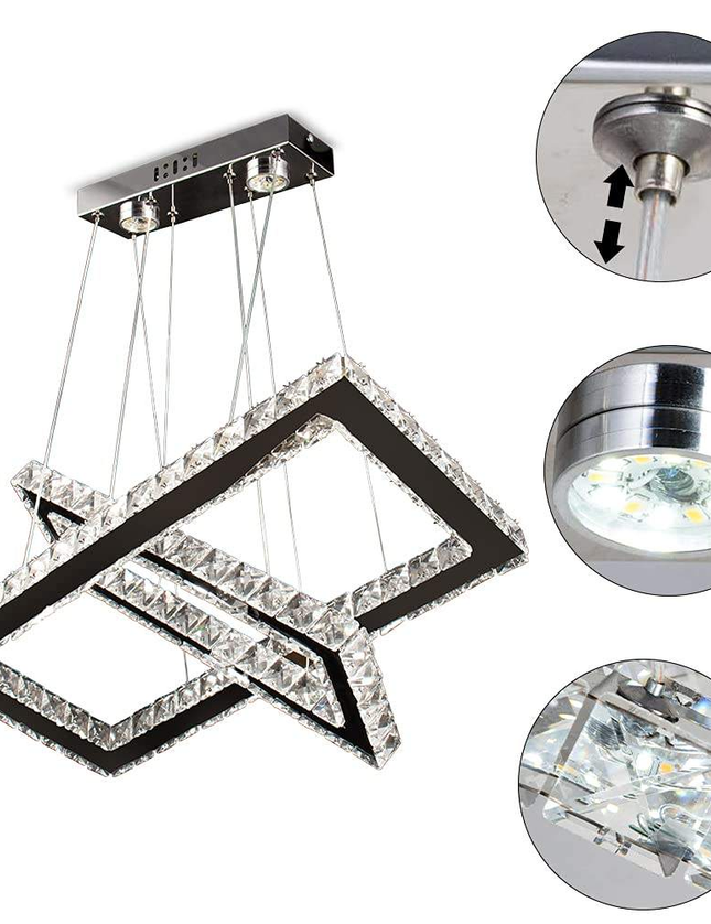 Ceiling Chandelier 2 Rectangular K9 Crystal
