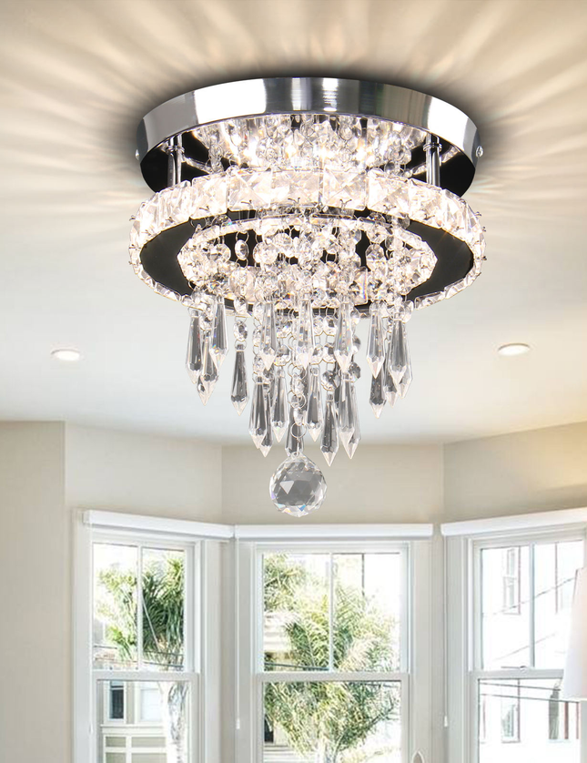 Small Round Modern K9 Crystal Ceiling Light