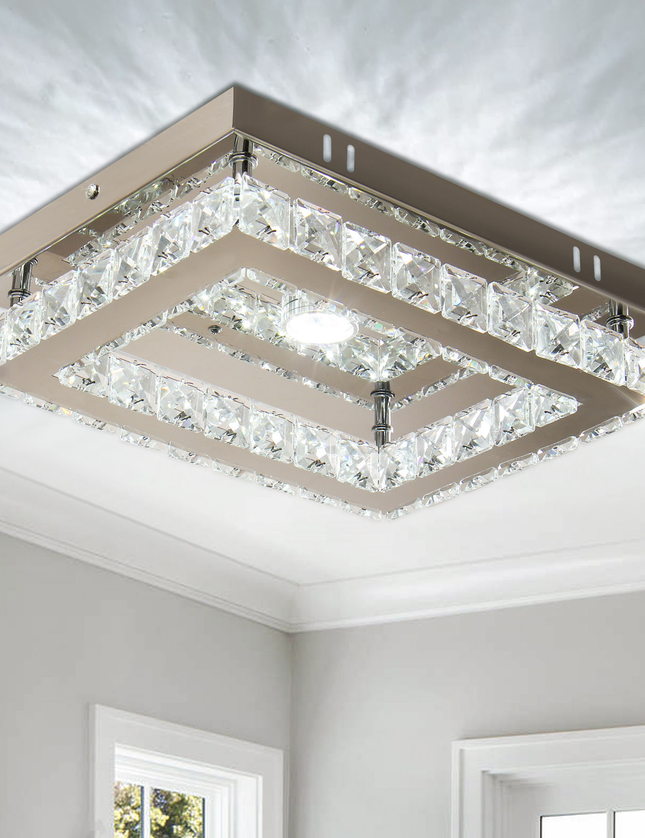 Luxury LED Single Rectangular Crystal Ceiling Light
