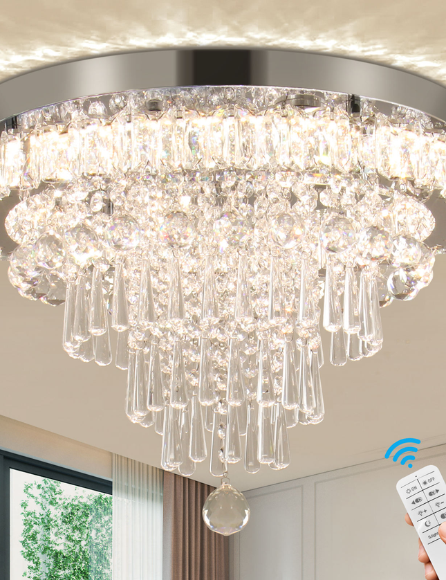 Contemporary Luxury K9 Crystal Flush Mount Ceiling Light