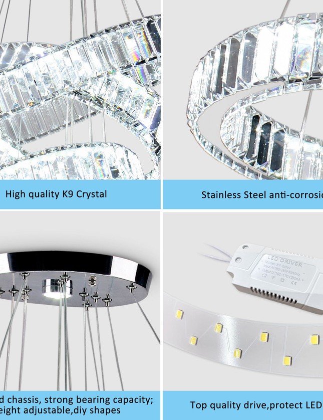 Modern Luxury 4-Ring Crystal Chandelier