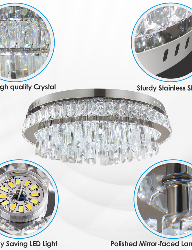 19.6'' Modern Luxury Crystal Hanging Chandelier