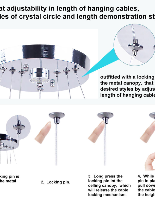 Modern 3-Ring Round K9 Crystal Pendant Chandelier