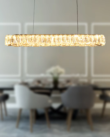 Suspended LED Crystal Line Chandelier