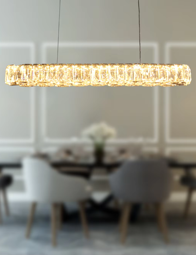 Suspended LED Crystal Line Chandelier