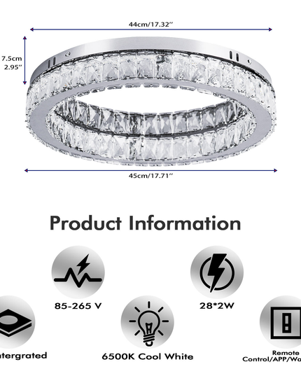 Round LED K9 Crystal Ceiling Light