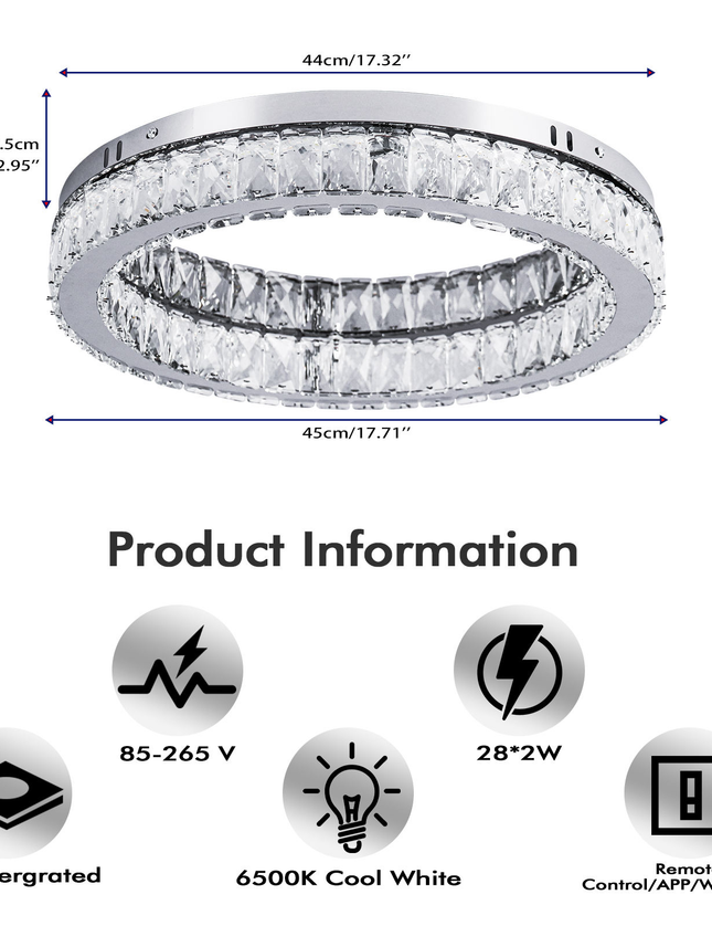Round LED K9 Crystal Ceiling Light