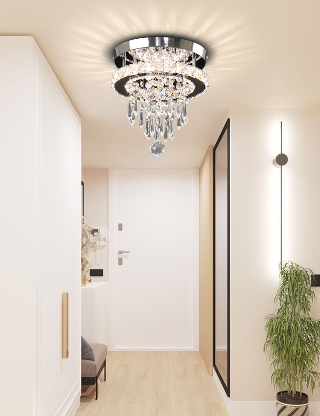 Small Round Modern K9 Crystal Ceiling Light