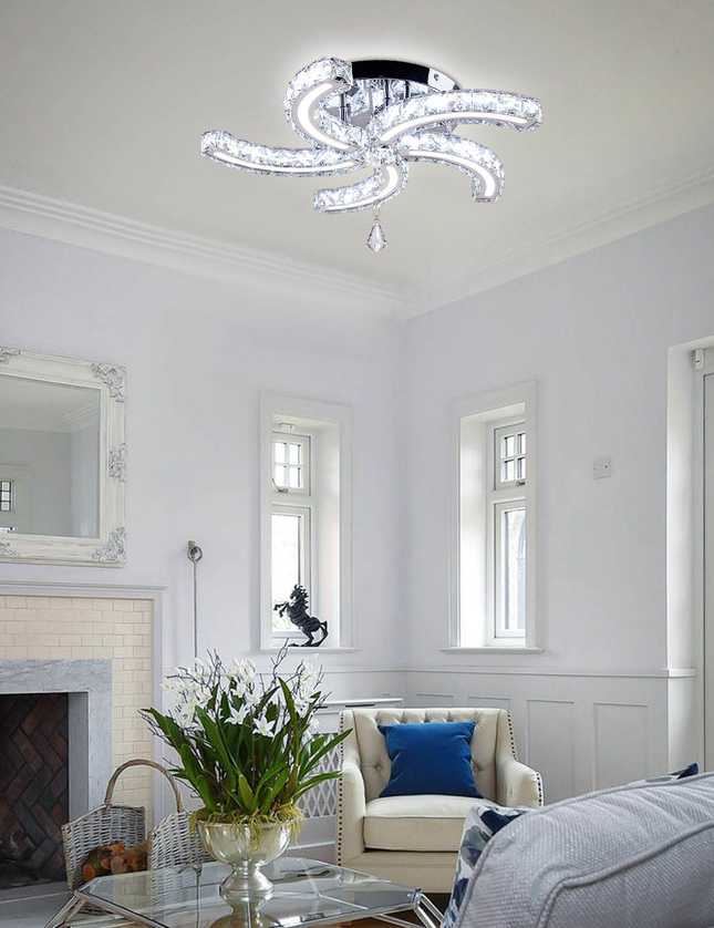 Luxury 5-Sickle Crystal Ceiling Light